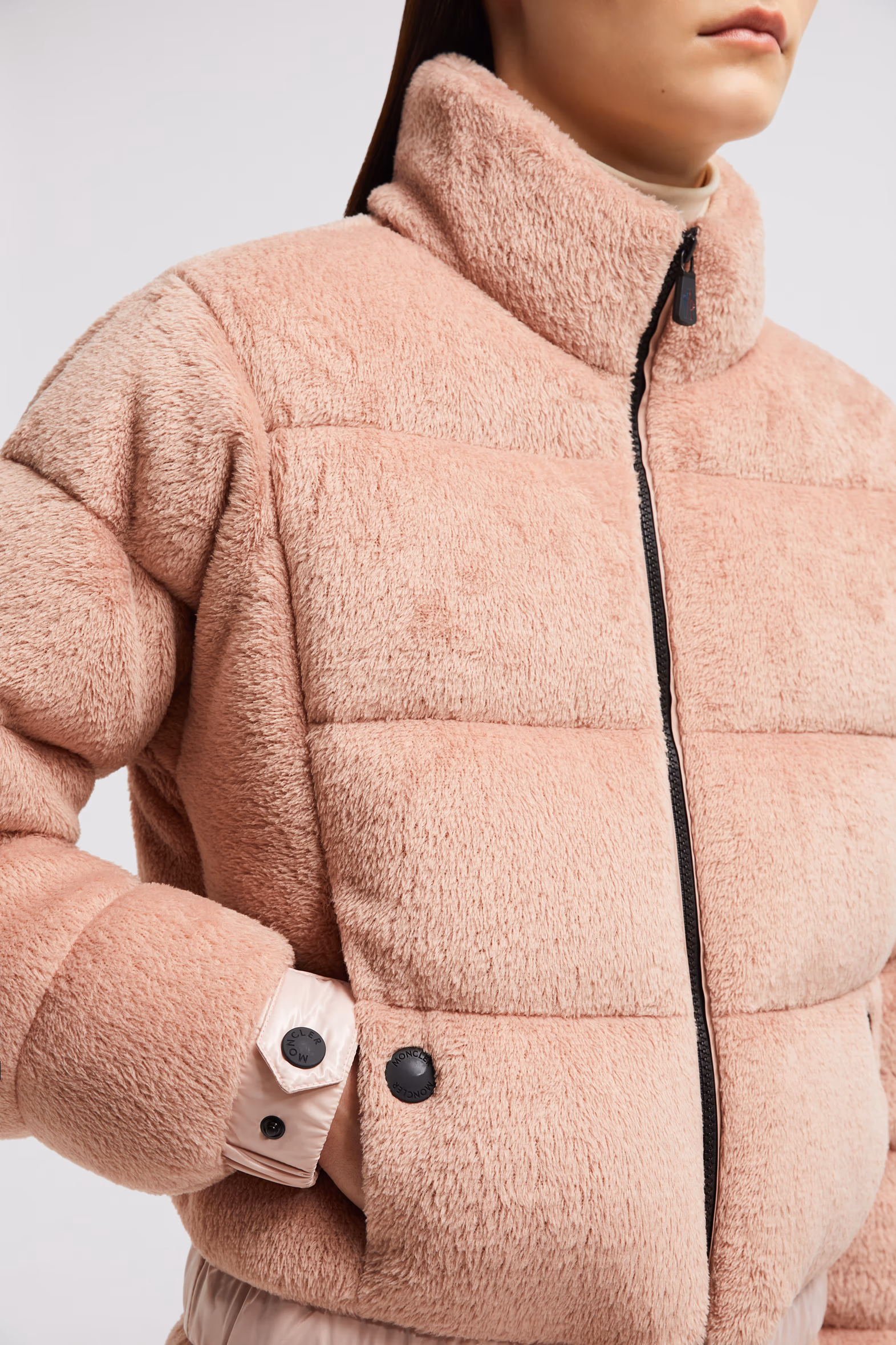 Plumífero corto con capucha Ayse Polartec® Mujer Rosado Moncler 8